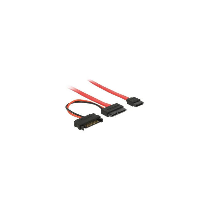 Delock Kabel Slim SATA Buchse to SATA 7 Pin + SATA 15 Pin 5 V 30 cm — image 1