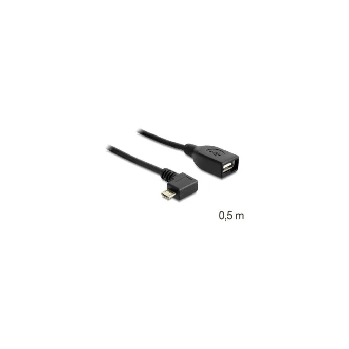 Delock Kabel USB micro-B Stecker to USB 2.0-A Buchse OTG 50 cm gewinkelt — image 1