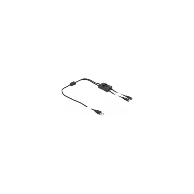 Delock Kabel USB Typ-A Stecker zu 2 x DC 5.5 x 2.1 mm Buchse mit Schalter 1 m — image 2