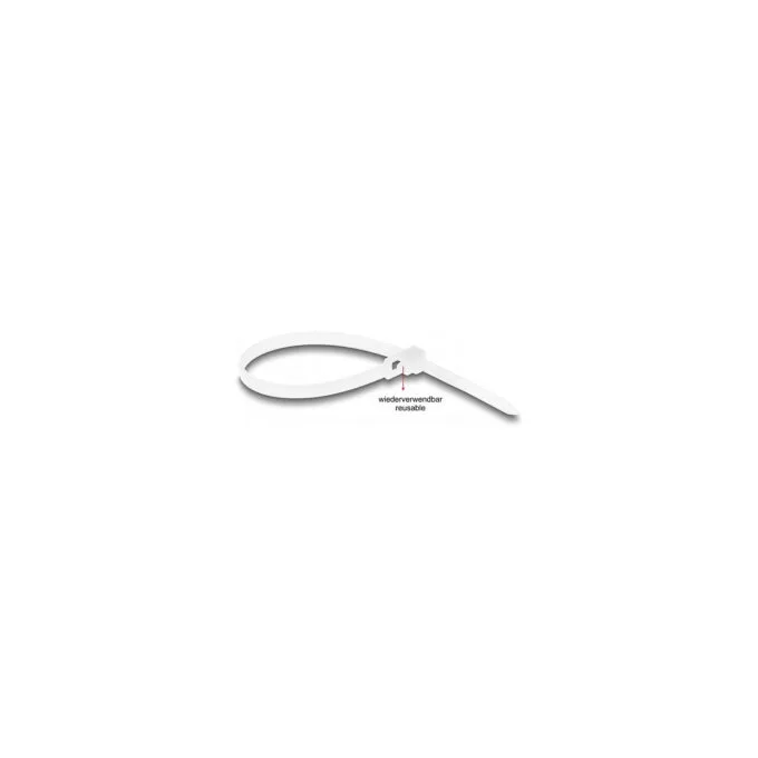 Delock Kabelbinder wiederverwendbar L 200 x B 4.8 mm 100 Stück weiß — image 3