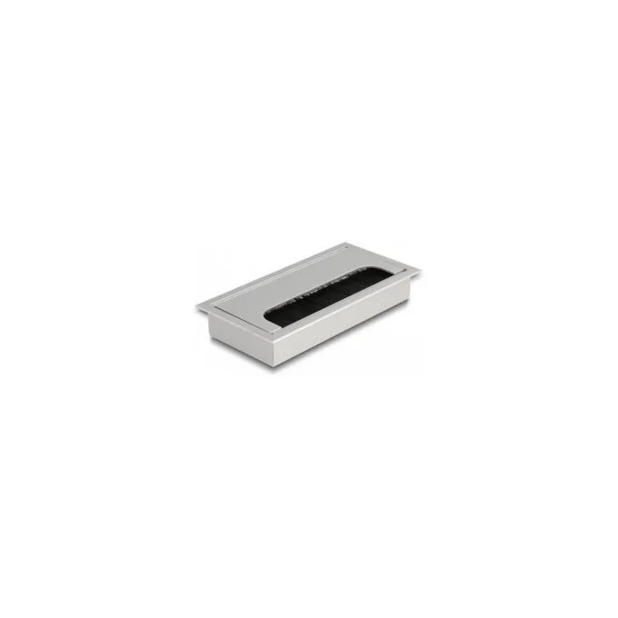 Delock Kabeldurchführung für Tischeinbau mit Bürste 160 x 80 x 28 mm silber — image 1