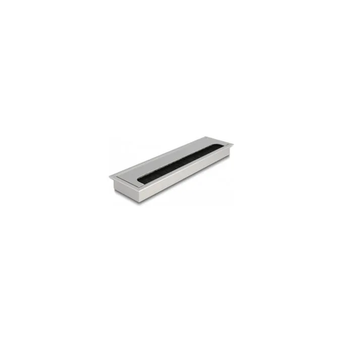 Delock Kabeldurchführung für Tischeinbau mit Bürste 280 x 80 x 28 mm silber — image 1