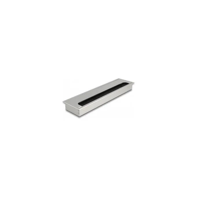 Delock Kabeldurchführung für Tischeinbau mit Bürste 300 x 80 x 28 mm silber — image 1