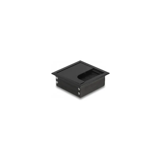 Delock Kabeldurchführung für Tischeinbau mit Bürste 80 x 80 x 28 mm schwarz — image 1
