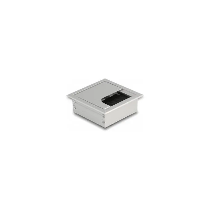 Delock Kabeldurchführung für Tischeinbau mit Bürste 80 x 80 x 28 mm silber — image 1