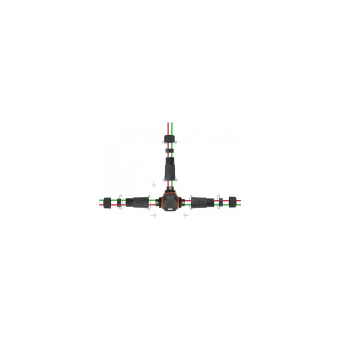Delock Kabelverbinder T-Form für Außenbereich 2 Pin. IP68 wasserdicht. schraubbar. Kabeldurchmesser 4.5 - 7.5 mm schwarz — image 3