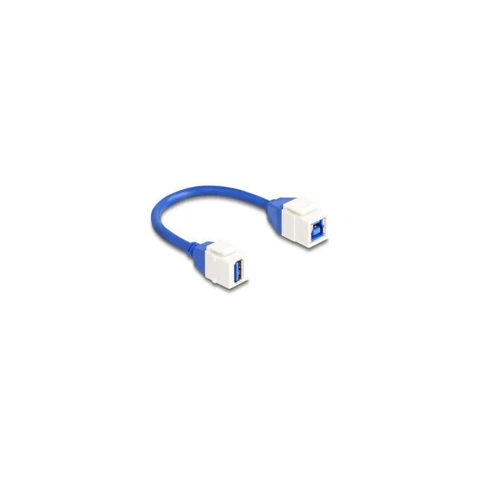Delock Keystone Modul Kabel USB 5 Gbps Typ-A Buchse zu USB Typ-B Buchse 20 cm blau — image 1