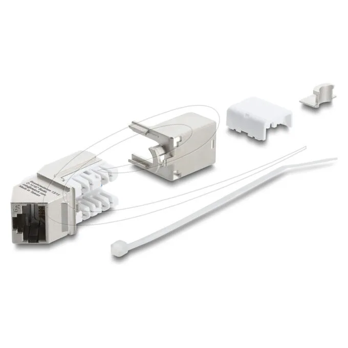 Delock Keystone Modul RJ45 Buchse zu LSA Cat.6A 45° gewinkelte Buchse geschirmt 90° Kabelführung werkzeugfrei Metall — image 3