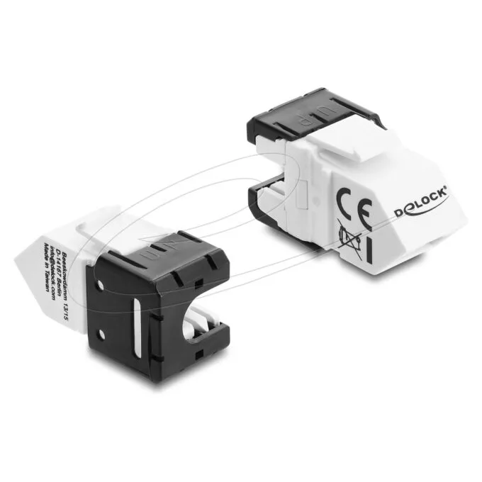 Delock Keystone Modul RJ45 Buchse zu LSA Cat.6A 45° gewinkelte Buchse ungeschirmt 180° Kabelführung werkzeugfrei schw... — image 1