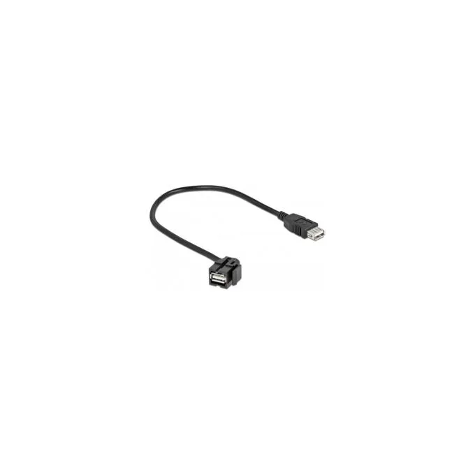 Delock Keystone Modul USB 2.0 A Buchse 110° to USB 2.0 A Buchse mit Kabel schwarz — image 1