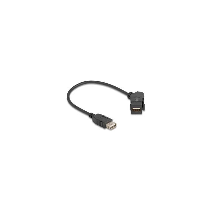 Delock Keystone Modul USB 2.0 Typ-A Einbaubuchse 45° gewinkelt zu Typ-A Buchse mit 30 cm Kabel schwarz — image 2