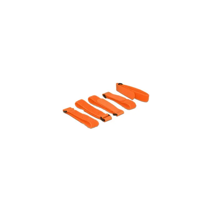 Delock Klett-Kabelbinder L 300 mm x B 20 mm 5 Stück mit Schlaufe orange — image 1