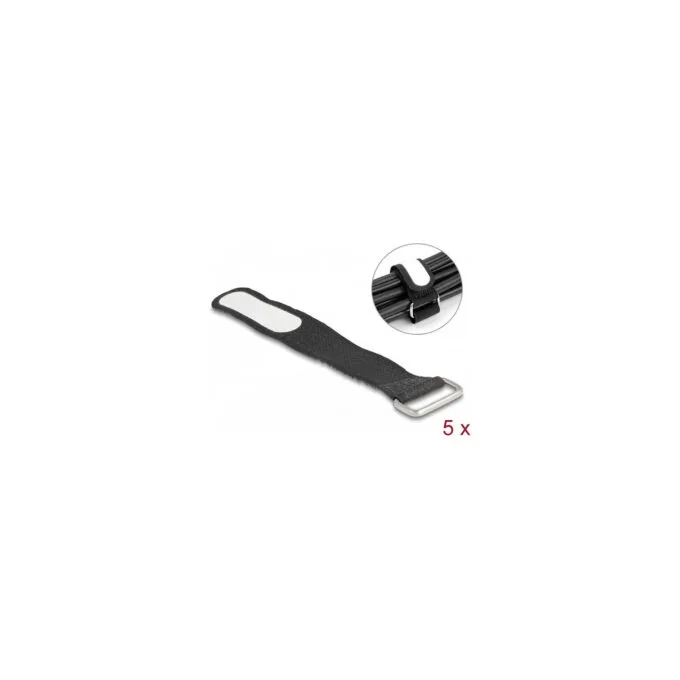 Delock Klettkabelbinder mit Schlaufe und Beschriftungsfeld L 127 x B 20 mm schwarz 5 Stück — image 1