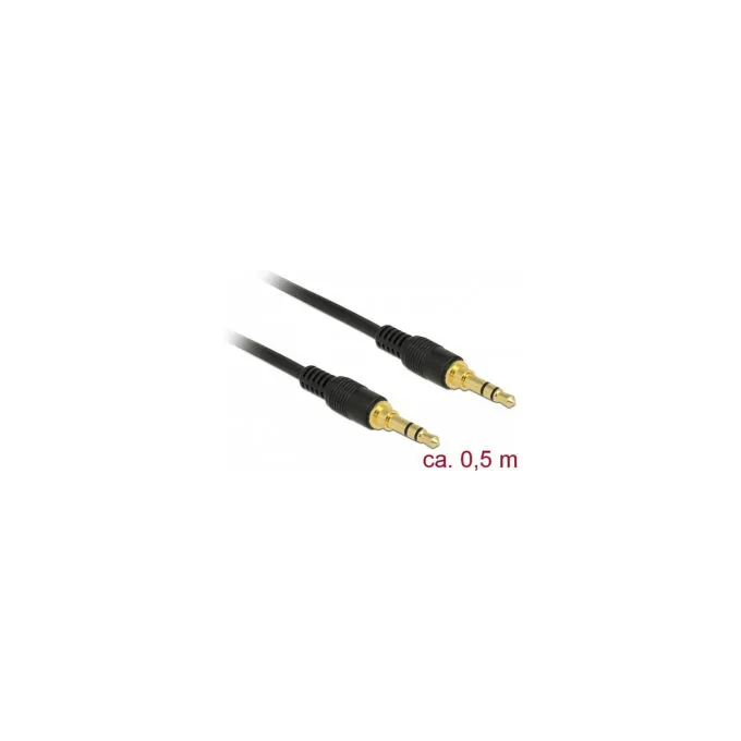 Delock Klinkenkabel 3.5 mm 3 Pin Stecker to Stecker 0.5 m schwarz — image 1