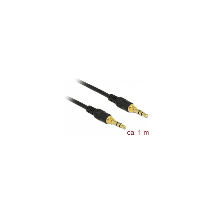 Delock Klinkenkabel 3.5 mm 3 Pin Stecker to Stecker 1 m schwarz — image 1