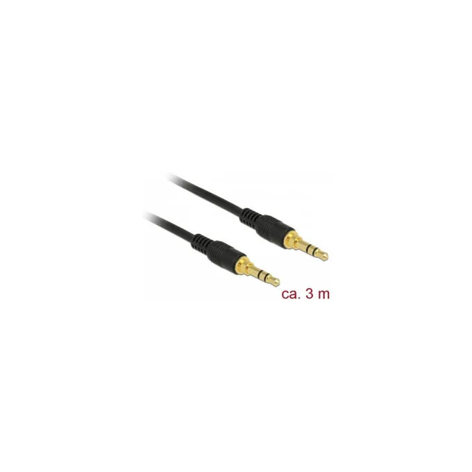 Delock Klinkenkabel 3.5 mm 3 Pin Stecker to Stecker 3 m schwarz — image 1