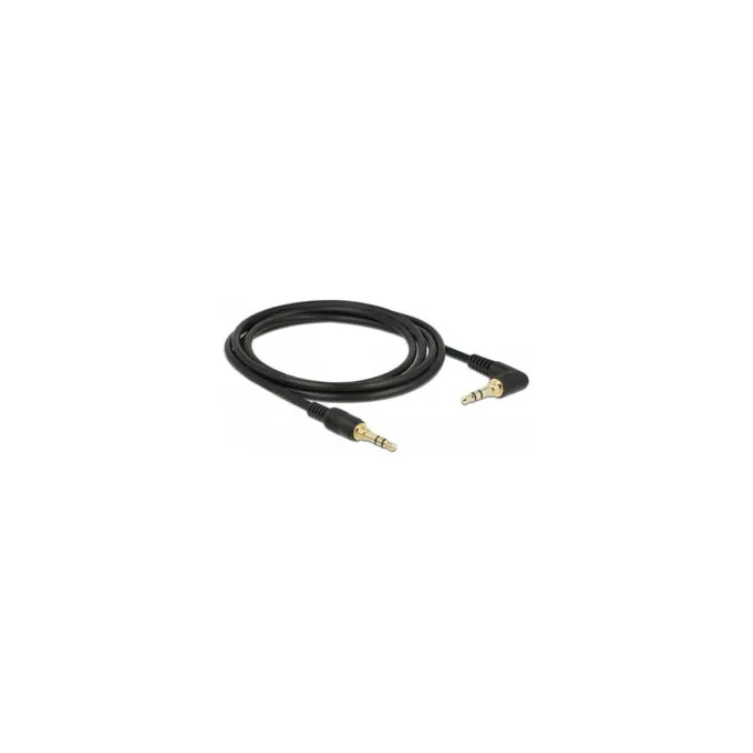 Delock Klinkenkabel 3.5 mm 3 Pin Stecker to Stecker gewinkelt 2 m schwarz — image 1