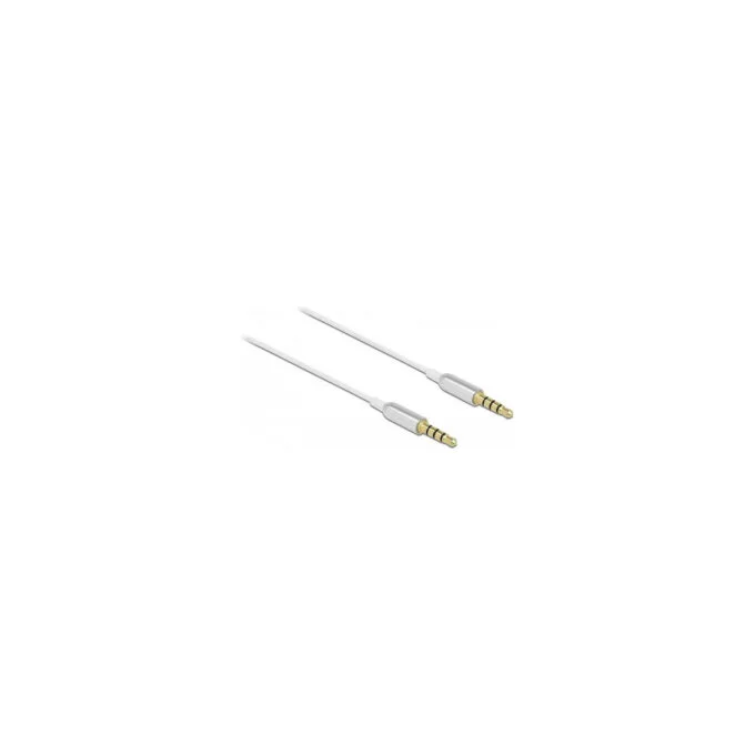 Delock Klinkenkabel 3.5 mm 4 Pin Stecker zu Stecker Ultra Slim 0.5 m weiß — image 1