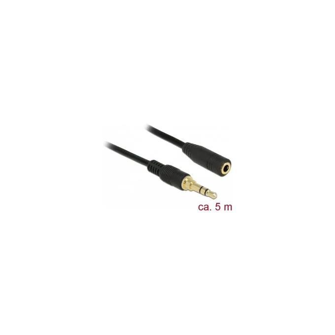 Delock Klinkenverlängerungskabel 3.5 mm 3 Pin Stecker zu Buchse 5 m schwarz — image 1