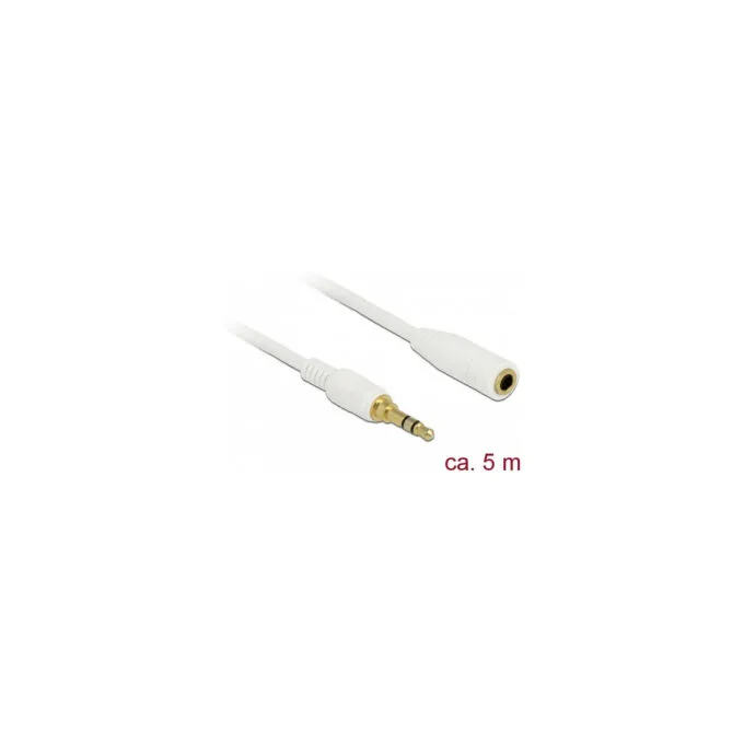 Delock Klinkenverlängerungskabel 3.5 mm 3 Pin Stecker zu Buchse 5 m weiß — image 1