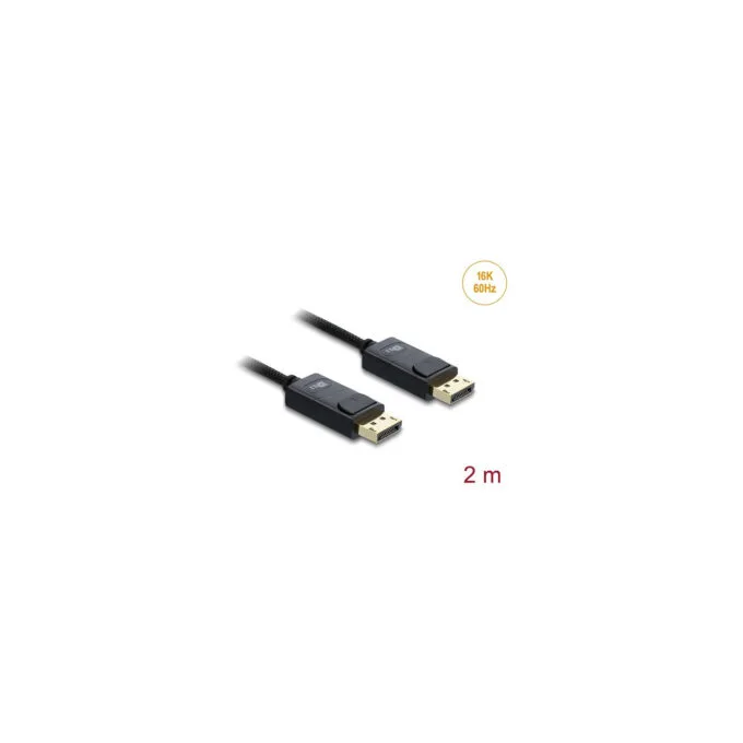 Delock Koaxiales DisplayPort Kabel 16K 60 Hz 80 Gbps mit Geflechtmantel 2 m — image 2