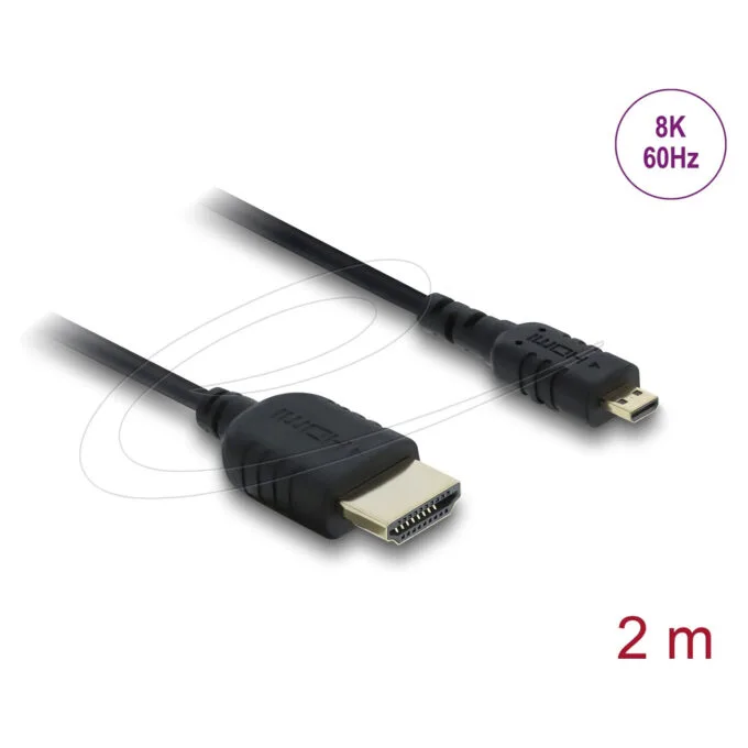 Delock Koaxiales High Speed HDMI Kabel HDMI Stecker zu Micro HDMI Stecker 8K 60 Hz 2 m — image 2