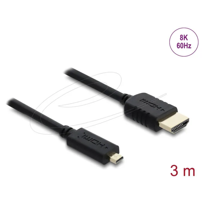 Delock Koaxiales High Speed HDMI Kabel HDMI Stecker zu Micro HDMI Stecker 8K 60 Hz 3 m — image 2