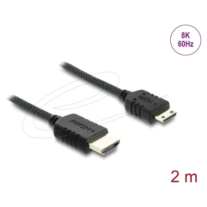 Delock Koaxiales High Speed HDMI Kabel HDMI Stecker zu Mini HDMI Stecker 8K 60 Hz mit Geflechtmantel 2 m — image 2