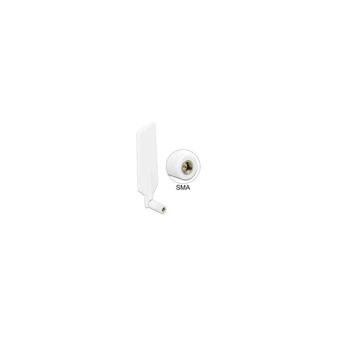 Delock LTE Antenne Dualband WLAN ac a b g n SMA Stecker 1 - 4 dBi omnidirektional drehbar mit Kippgelenk weiß — image 1