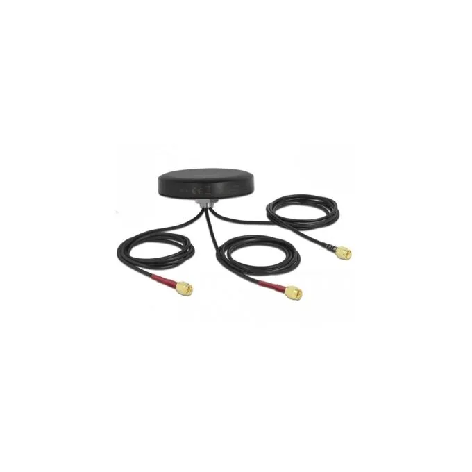DELOCK LTE MIMO Dualband WLAN Antenna - Outdoor, 3x SMA, RG-174, 1 m Cable, Screw-Mount, Black — image 1