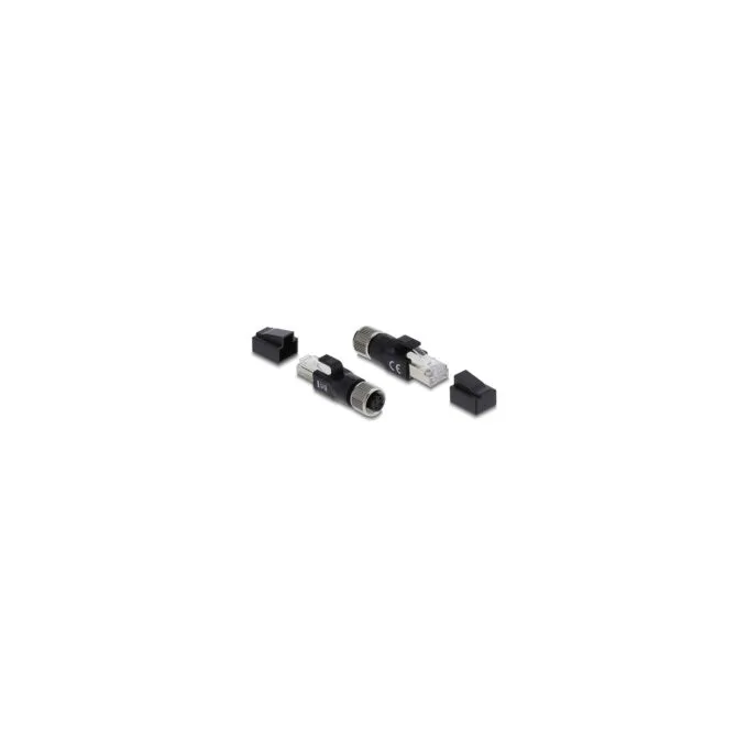 Delock M12 Adapter D-kodiert 4 Pin Buchse zu RJ45 Stecker schwarz — image 2