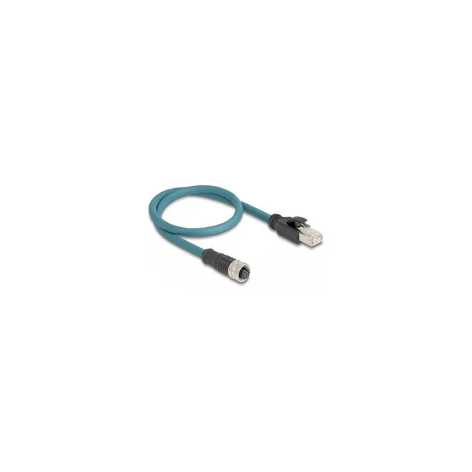 Delock M12 Adapterkabel A-kodiert 8 Pin Buchse zu RJ45 Stecker 50 cm — image 1