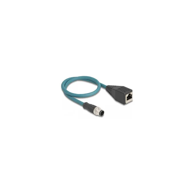 Delock M12 Adapterkabel A-kodiert 8 Pin Stecker zu RJ45 Buchse 50 cm — image 1
