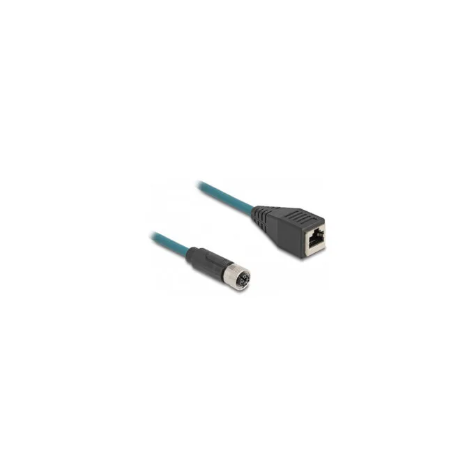 Delock M12 Adapterkabel X-kodiert 8 Pin Buchse zu RJ45 Buchse 50 cm — image 2