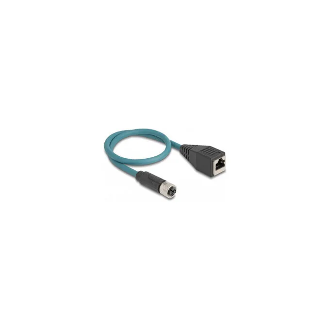 Delock M12 Adapterkabel X-kodiert 8 Pin Buchse zu RJ45 Buchse 50 cm — image 1