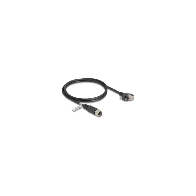 Delock M12 Kabel A-kodiert 8 Pin Buchse zu RJ45 Stecker mit Schrauben Cat.5e FTP 1 m schwarz — image 1