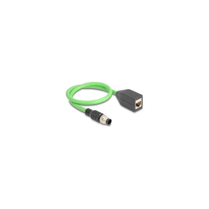 Delock M12 Kabel A-kodiert 8 Pin Stecker zu RJ45 Buchse PUR (TPU) 0.5 m — image 1