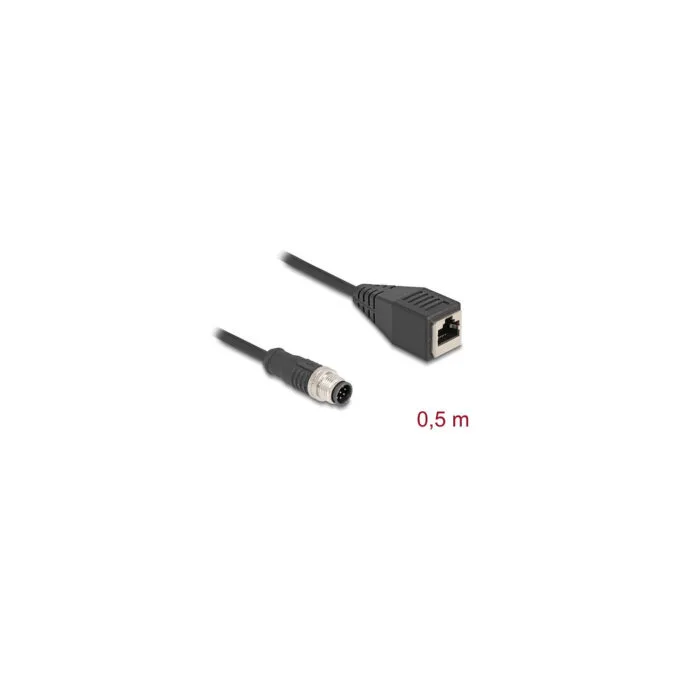 Delock M12 Kabel A-kodiert 8 Pin Stecker zu RJ45 Buchse PVC 0.5 m — image 3