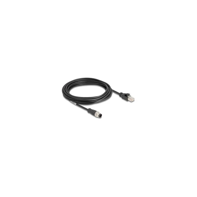 Delock M12 Kabel A-kodiert 8 Pin Stecker zu RJ45 Stecker PVC 5 m — image 1