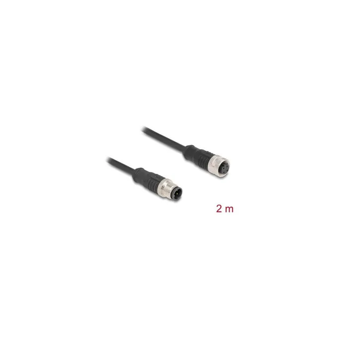 Delock M12 Kabel D-kodiert 4 Pin Stecker zu Buchse PVC 2 m — image 3