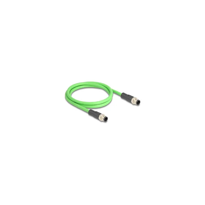 Delock M12 Kabel D-kodiert 4 Pin Stecker zu Stecker PUR (TPU) 1 m — image 1