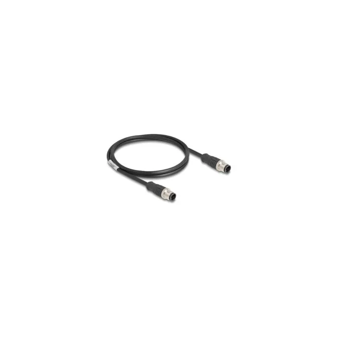 Delock M12 Kabel D-kodiert 4 Pin Stecker zu Stecker PVC 1 m — image 1