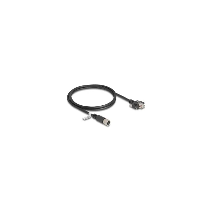 Delock M12 Kabel X-kodiert 8 Pin Buchse zu RJ45 Stecker mit Schrauben Cat.6A S FTP 1 m schwarz — image 1
