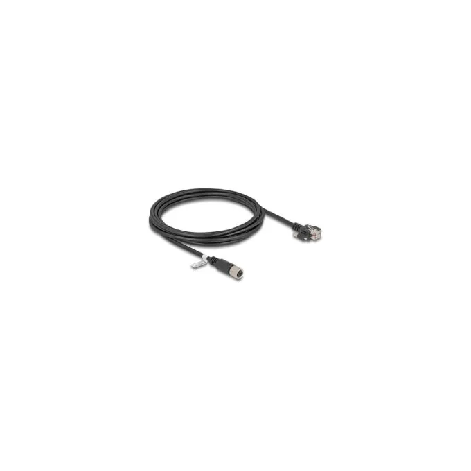 Delock M12 Kabel X-kodiert 8 Pin Buchse zu RJ45 Stecker mit Schrauben Cat.6A S FTP 3 m schwarz — image 1