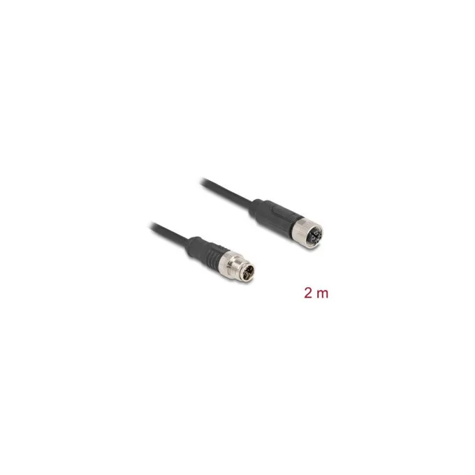 Delock M12 Kabel X-kodiert 8 Pin Stecker zu Buchse PVC 2 m — image 3