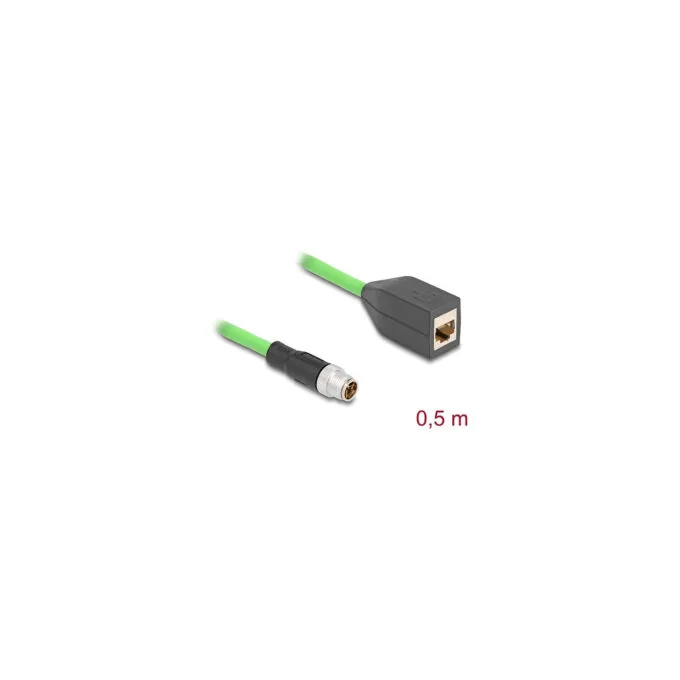 Delock M12 Kabel X-kodiert 8 Pin Stecker zu RJ45 Buchse PUR (TPU) 0.5 m — image 1