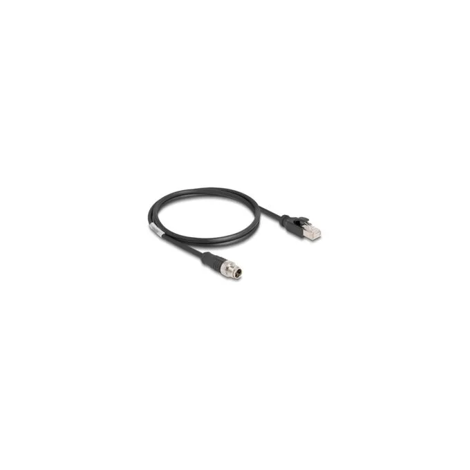 Delock M12 Kabel X-kodiert 8 Pin Stecker zu RJ45 Stecker PVC 1 m — image 1