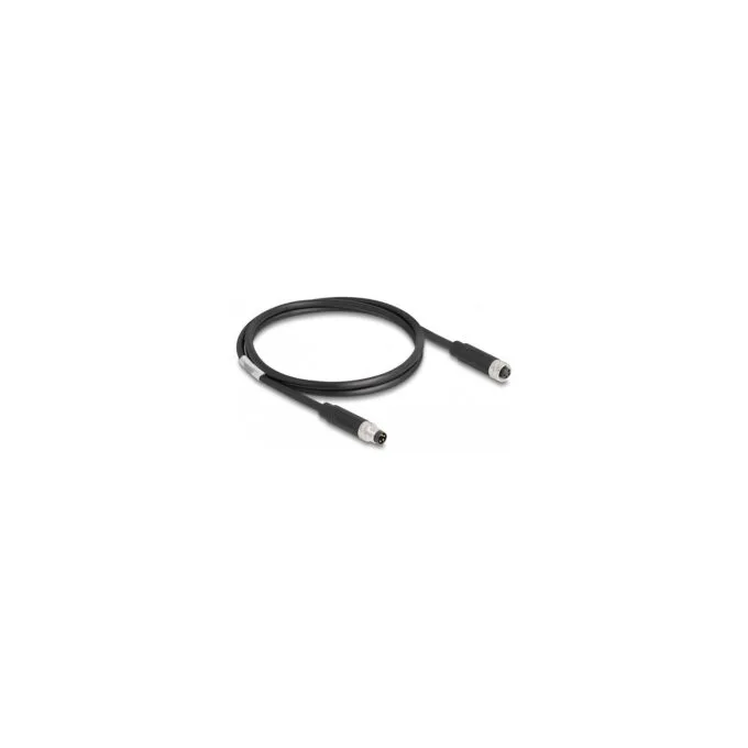 Delock M8 A-kodiert 4 Pin Kabel Stecker zu Buchse PUR (TPU) 1 m — image 1