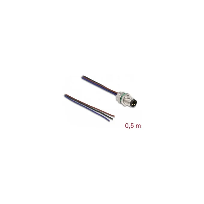 Delock M8 Einbaukabel A-kodiert 3 Pin Stecker für Panel mit offenen Kabeln Front Montage 0.5 m — image 2