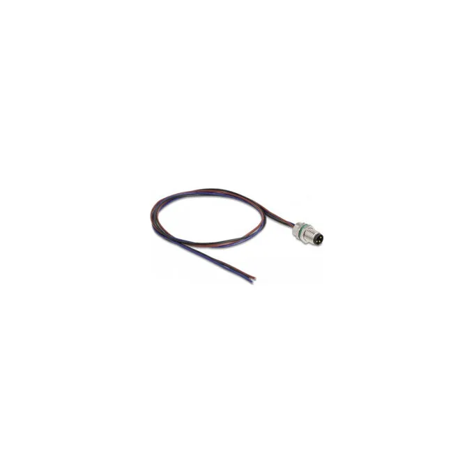 Delock M8 Einbaukabel A-kodiert 3 Pin Stecker für Panel mit offenen Kabeln Front Montage 0.5 m — image 1